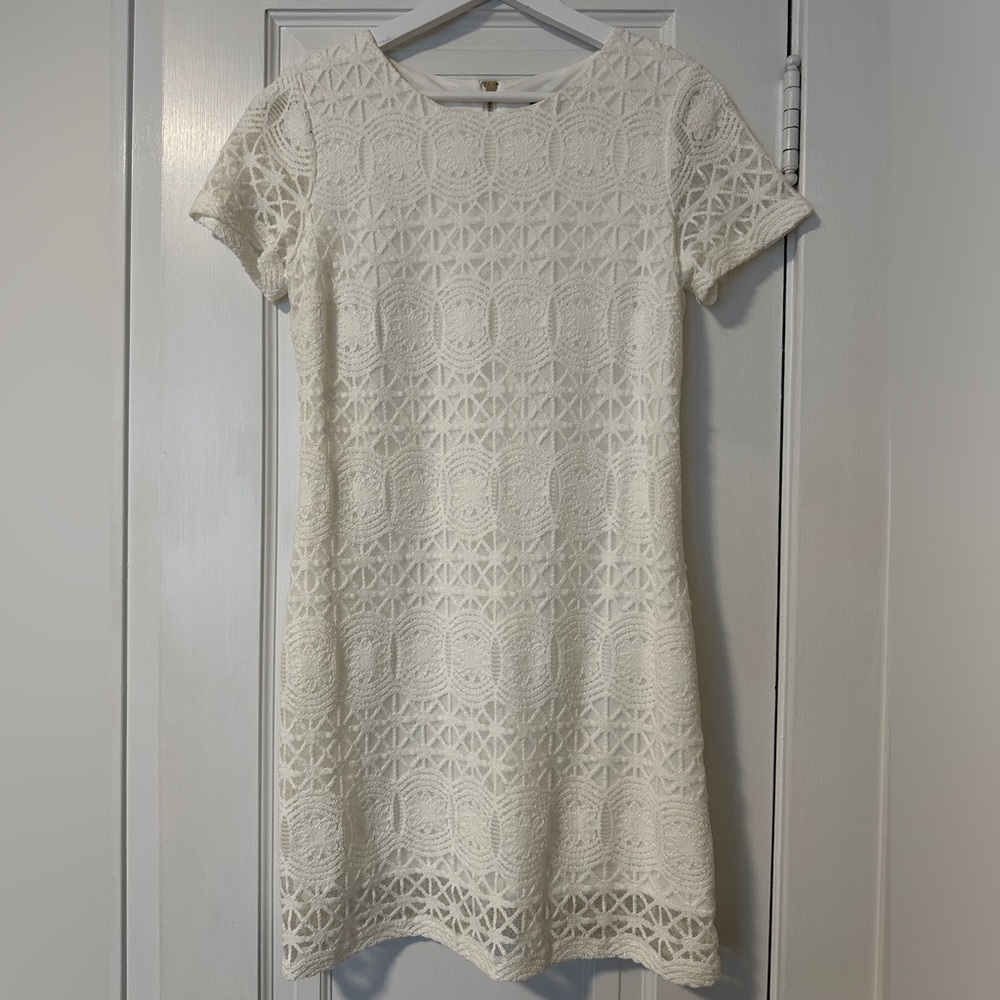 Lulus Love You For Eternity White Lace Shift Dress.